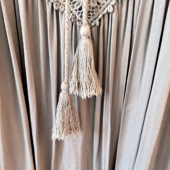 She + Sky Blue gray mini dress cotton crochet size L - Picture 7 of 12